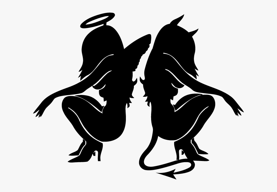 Tattoo Devil Gemini Angel Demon - Angel And Devil Girl, Transparent Clipart