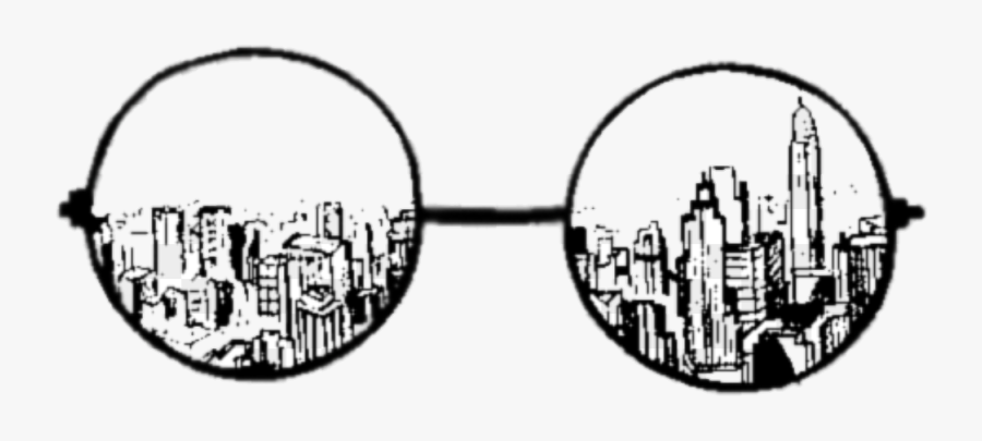 Tumblr Glasses Sticker - Glasses With View Drawing, Transparent Clipart