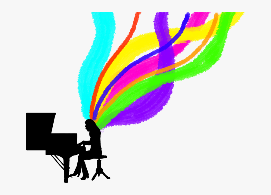 She Sits On The Cool Wooden Bench Of The Piano, Her - Graphic Design, Transparent Clipart