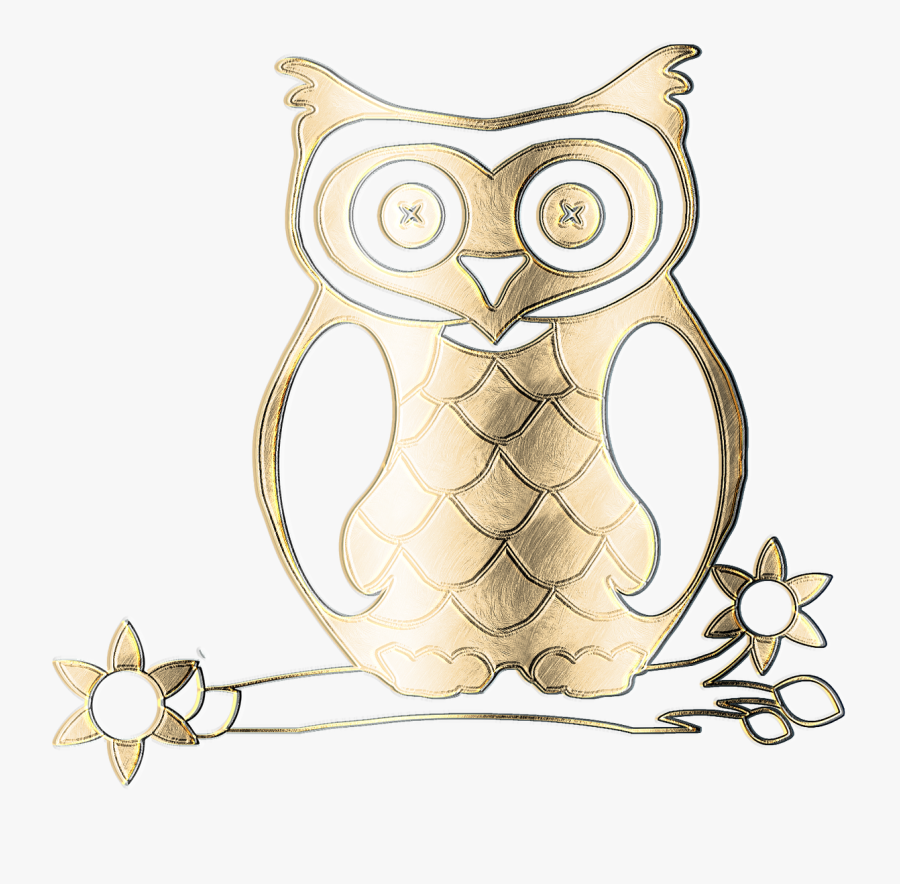 Owl Metal Gold - Gold Owl Clip Art, Transparent Clipart