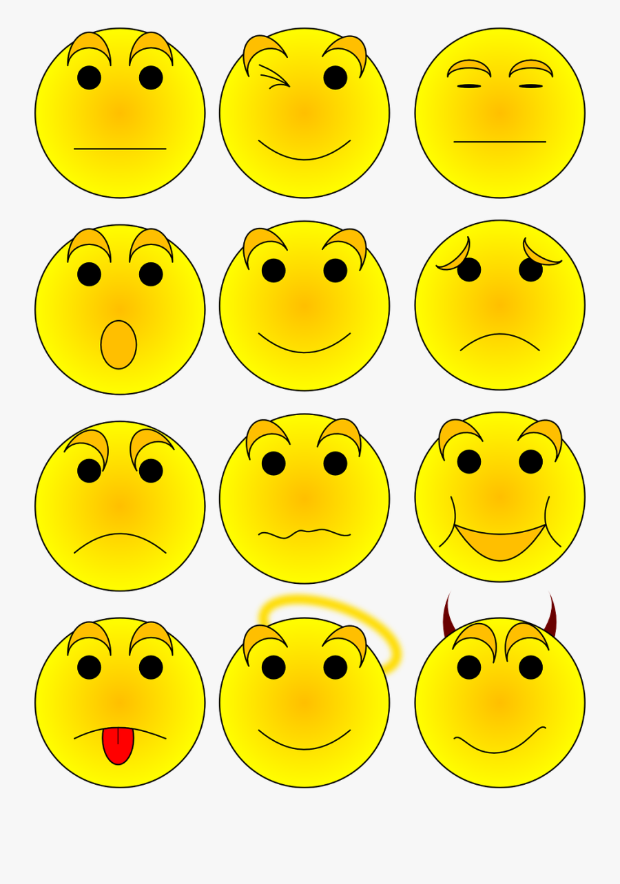 Smilies, Smiley, Face, Emoticon, Emotion, Expression - Emotions Cliparts, Transparent Clipart