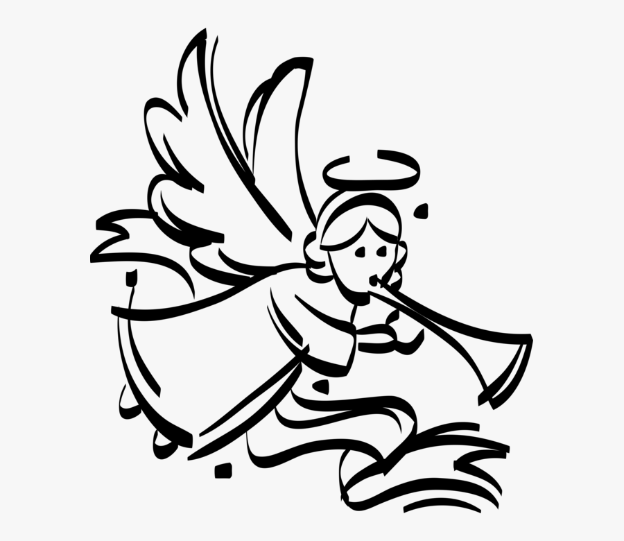 Christmas Blows Horn Image - Angel With Horn Clip Art, Transparent Clipart