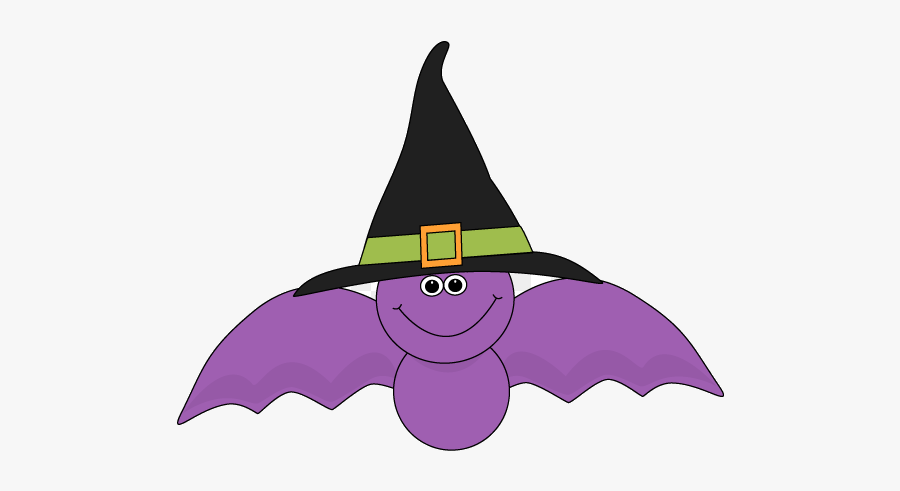 Witch Hat Clipart Cute Halloween Black And Transparent - Bat With A Hat Clipart, Transparent Clipart