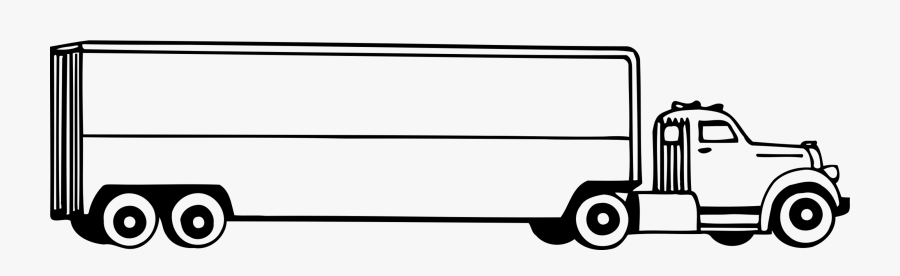 Line Art,automotive Exterior,area - Tractor Trailer Truck Clip Art, Transparent Clipart