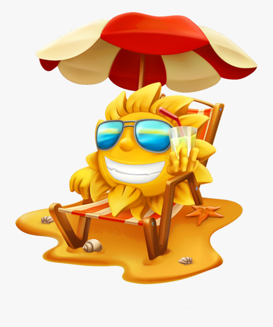 1498549660 Fun Sun Clipart 18 - Beach Umbrella Sun Cartoon, Transparent Clipart