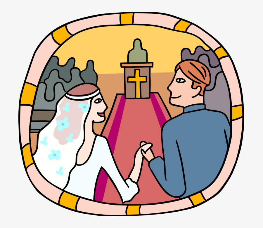 Vector Illustration Of Wedding Day Bride And Groom - Clip Art, Transparent Clipart