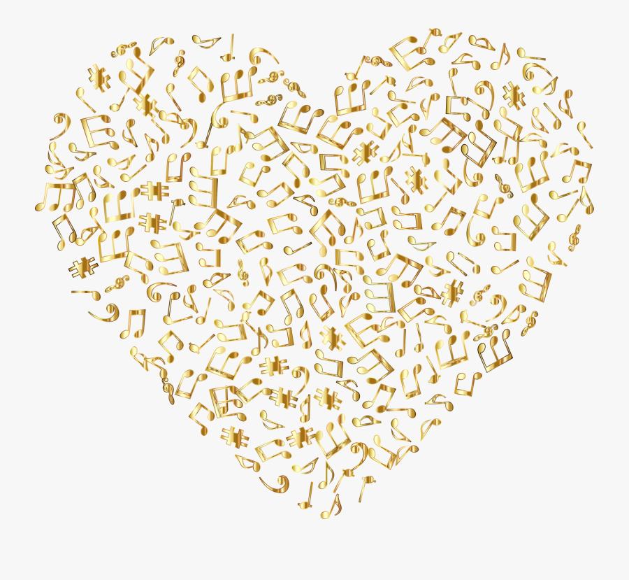 Gold Glitter Heart Clipart - Transparent Background Music Notes Gold, Transparent Clipart