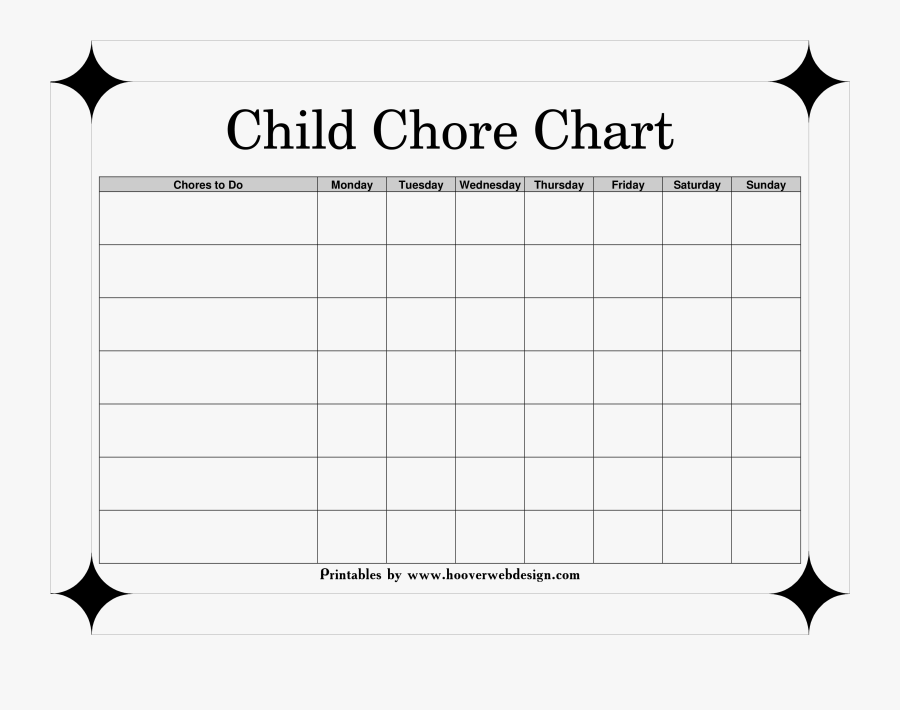 Daily Printable Chore Blank Chore Chart, Transparent Clipart