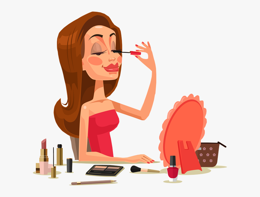 Transparent Make Up Artist Clipart - Girl Doing Make Up Illustration, Transparent Clipart