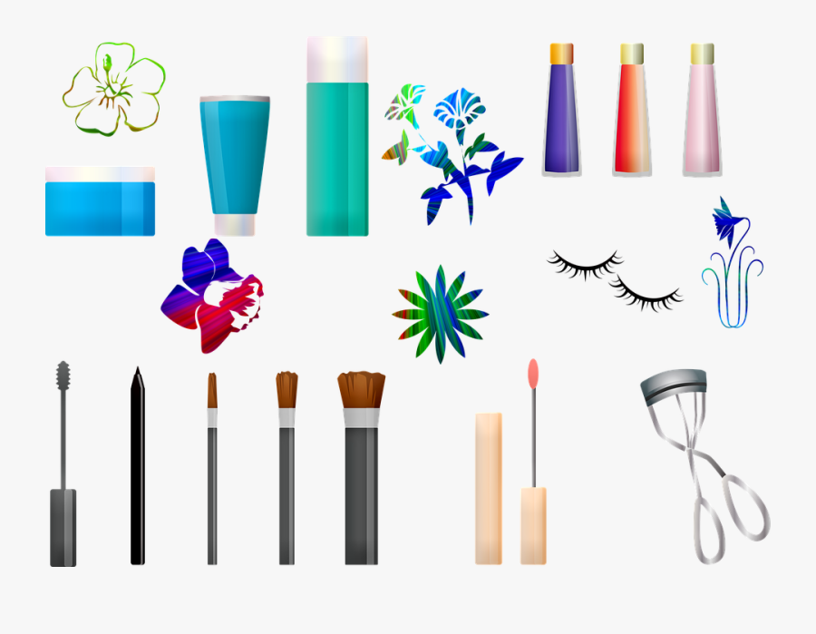 Make Up, Lipstick, Blush, Eyeshadow, Flower, Transparent Clipart