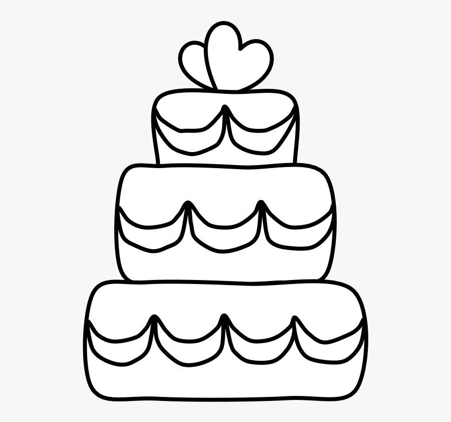 Wedding Cake, Tiers, Icing, Heart, Black And White - Bánh, Transparent Clipart