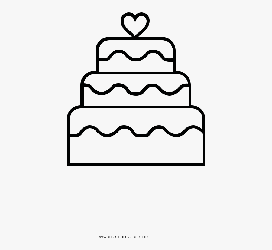 Wedding Cake Coloring Page - Wedding Cake Image Drawing, Transparent Clipart