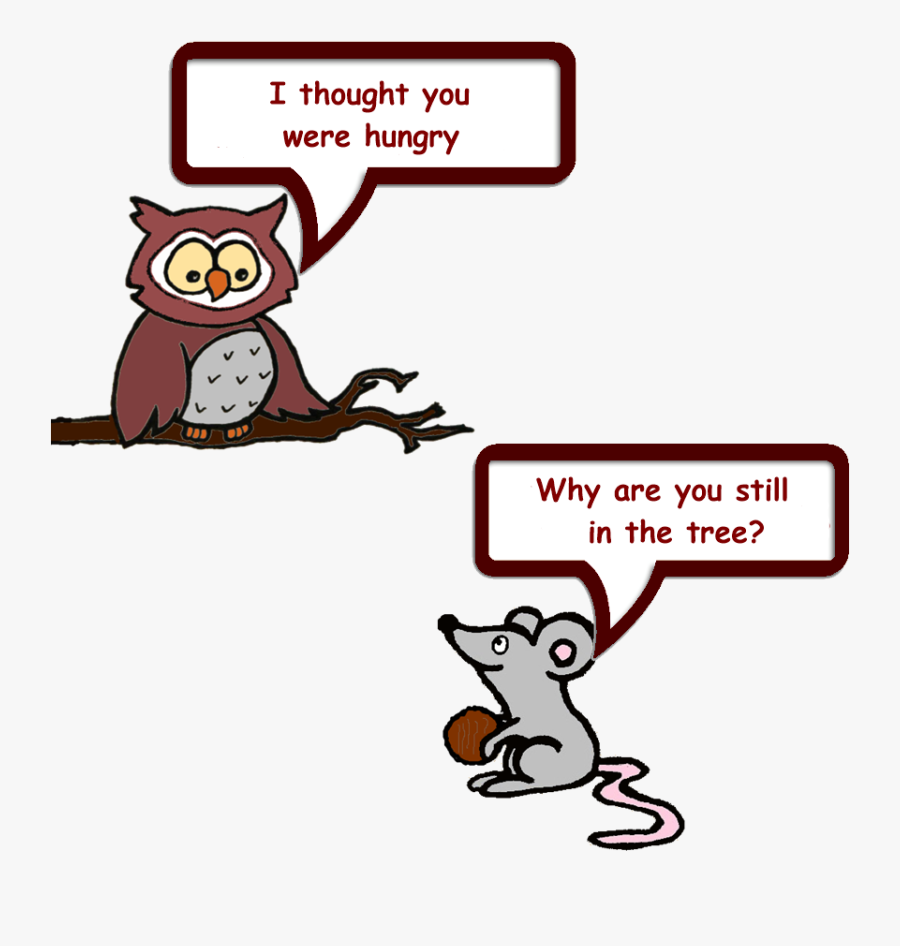 Owl And Mouse Windy Day - Cartoon, Transparent Clipart