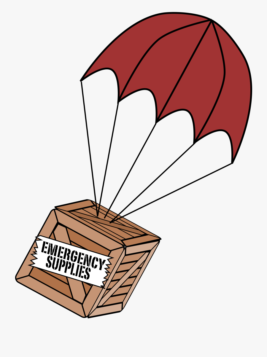 Graphic Free Stock Emergency Boxchute Big Image - Parachute With Box Clipart, Transparent Clipart