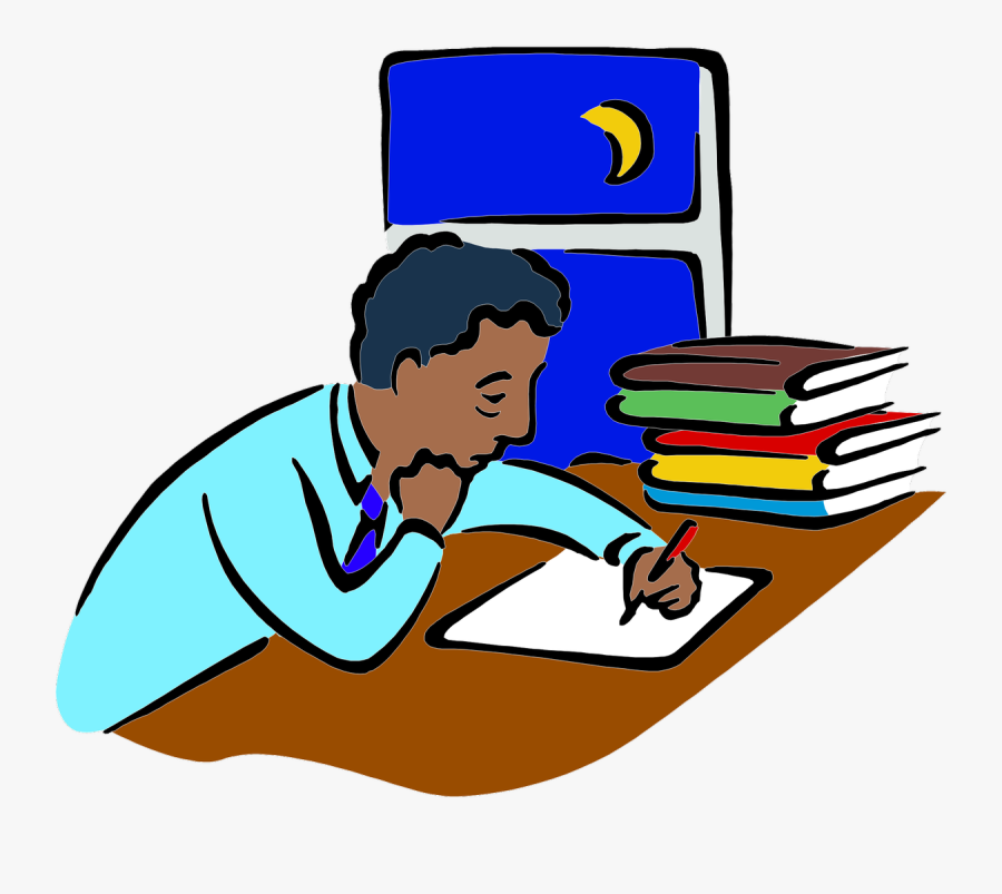 Weary Man Writing At Night - Studying At Night, Transparent Clipart