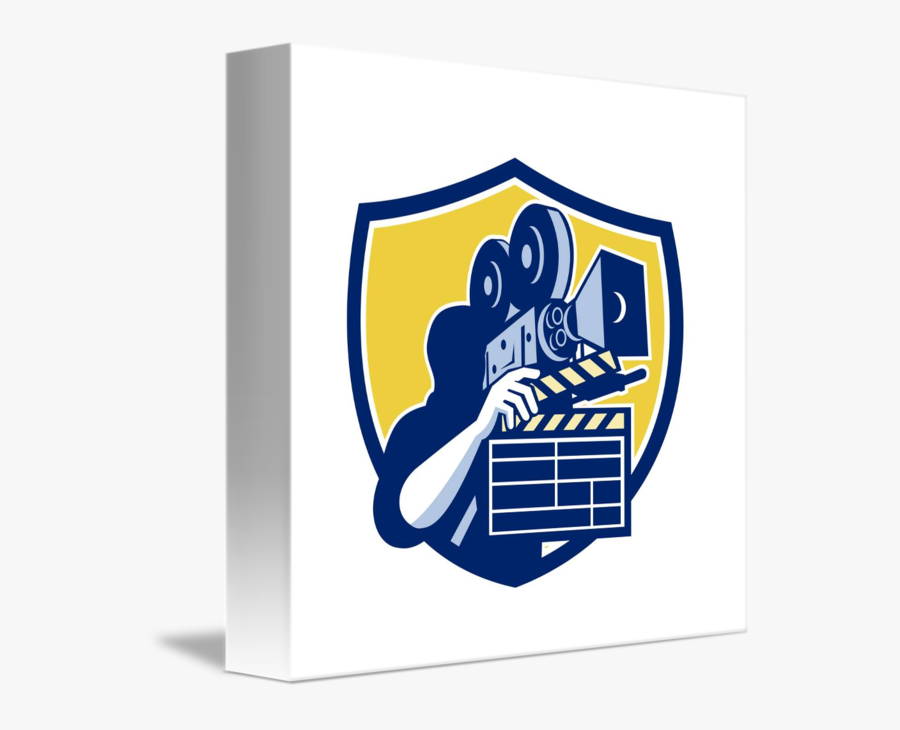 Cameraman Vintage Movie Camera Clapboard Shield Re - Vintage Cameraman Illustration, Transparent Clipart