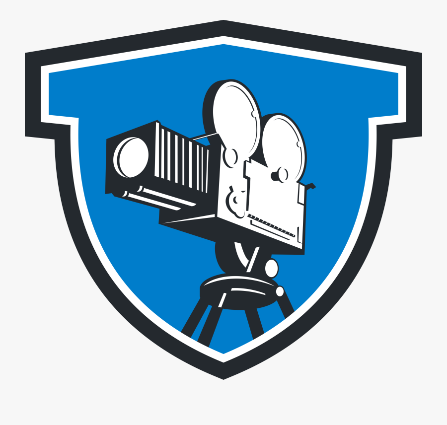 Vintage Film Movie Camera Shield Retro Shower Curt - Movie Camera, Transparent Clipart