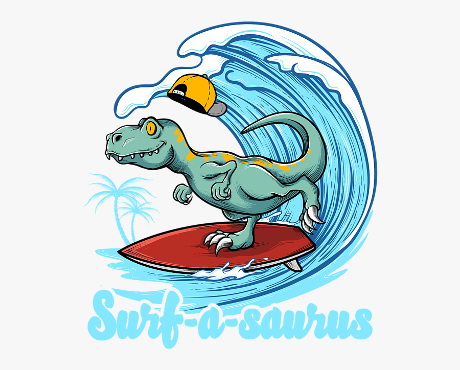 T Rex Surfing, Transparent Clipart