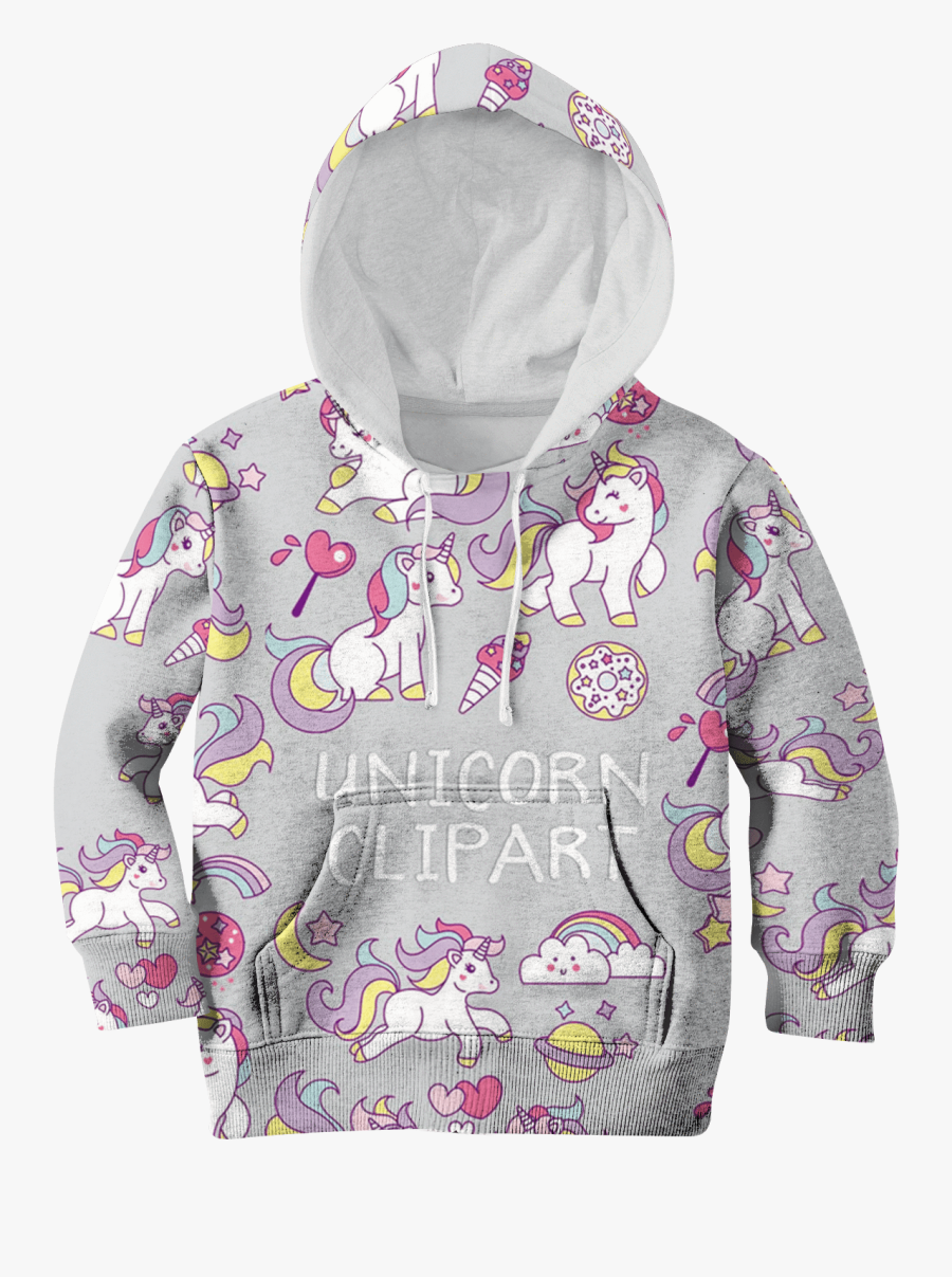 3d Unicorn Clipart Full Print Hoodie T Shirt Apparel - Hoodie, Transparent Clipart