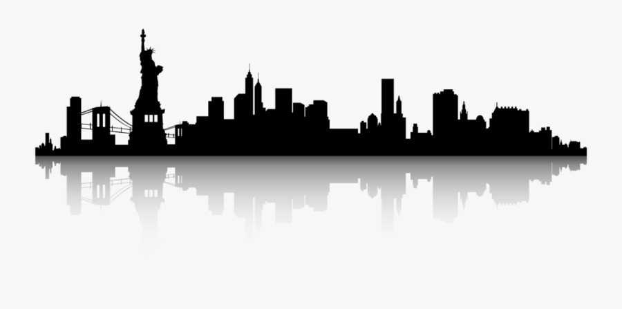 New York City Skyline Silhouette Clip Art - Brooklyn Bridge, Transparent Clipart