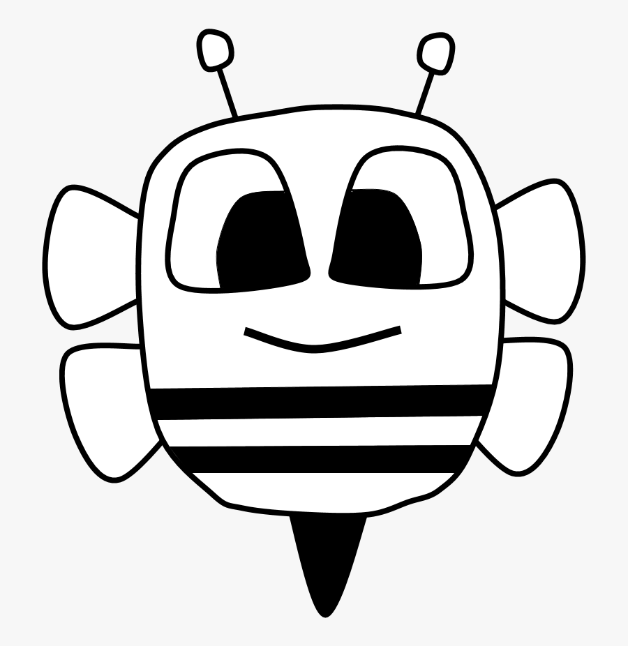 Bee, Big Eyes, Black And White, Cartoon Animal - Cartoon, Transparent Clipart