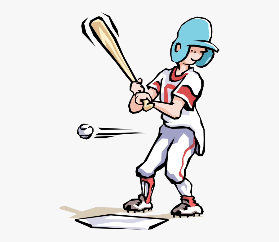 Vector Illustration Of Kid Baseball Player Swings The, Transparent Clipart