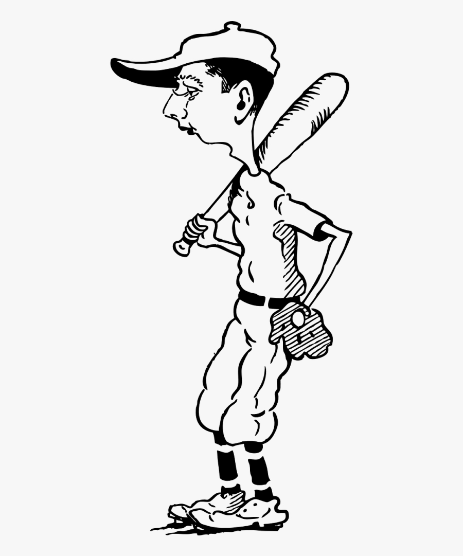 Baseball Player Caricature - Drawing Of Cartoon Baseball Player, Transparent Clipart