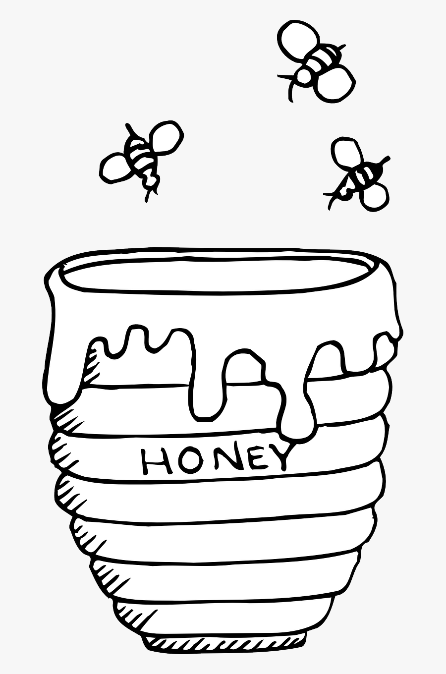 Honey Container Bees - Honey Pot Coloring Page, Transparent Clipart