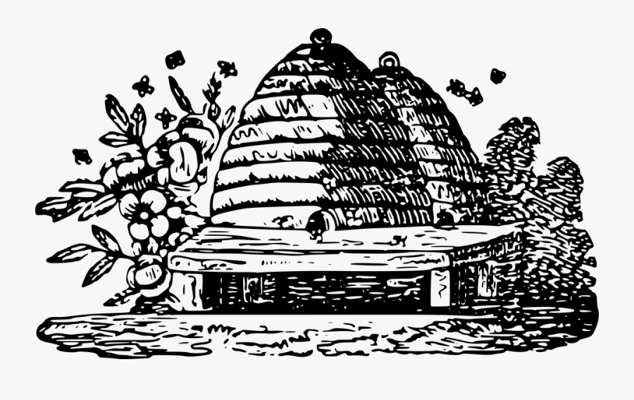 Bee, Beehive, Hive, Insect, Woodcut - Drawing Bee Hive Free, Transparent Clipart