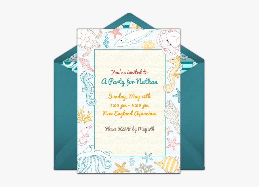 Clip Art Ocean Invitation - Casual Dinner Party Invitation, Transparent Clipart