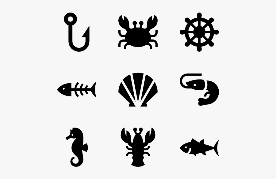 Sea Life Set - Ocean Icons, Transparent Clipart