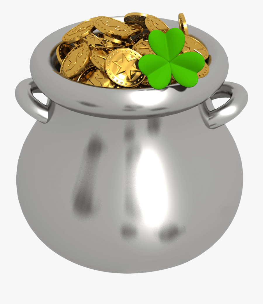 Transparent Pot Of Gold With Shamrock Png Clipart - Transparent Background Free Pot Of Gold Clipart, Transparent Clipart