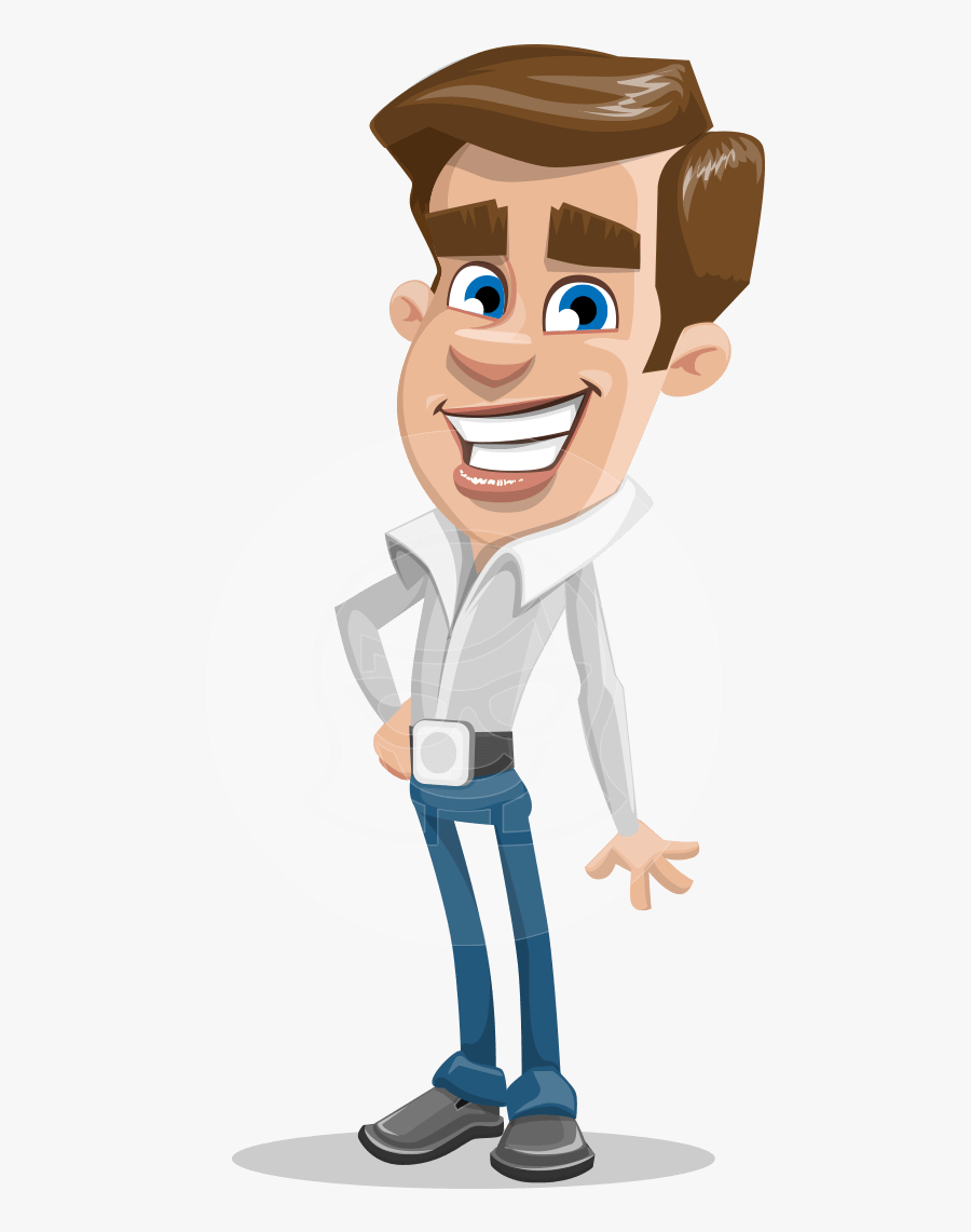 Cartoon Vector Character Of A Male With Shirt And Jeans - Male Cartoon Character Png, Transparent Clipart