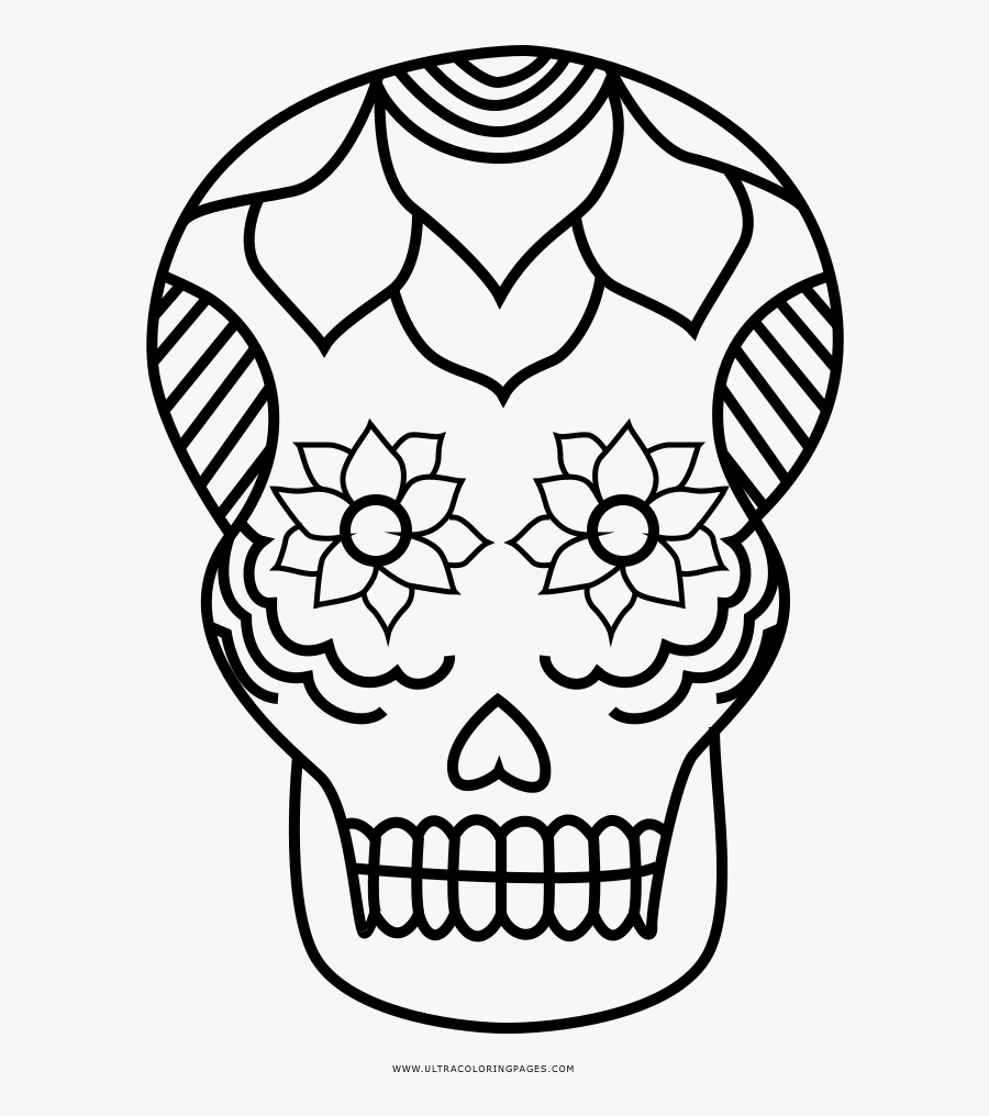 Sugar Skull Coloring Page - Sugar Skull Coco Coloring Pages, Transparent Clipart