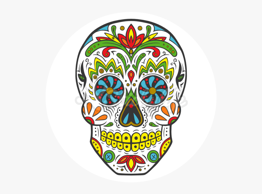 Sugar Skull Temporary Tattoo - Dias De Los Muertos Skulls, Transparent Clipart