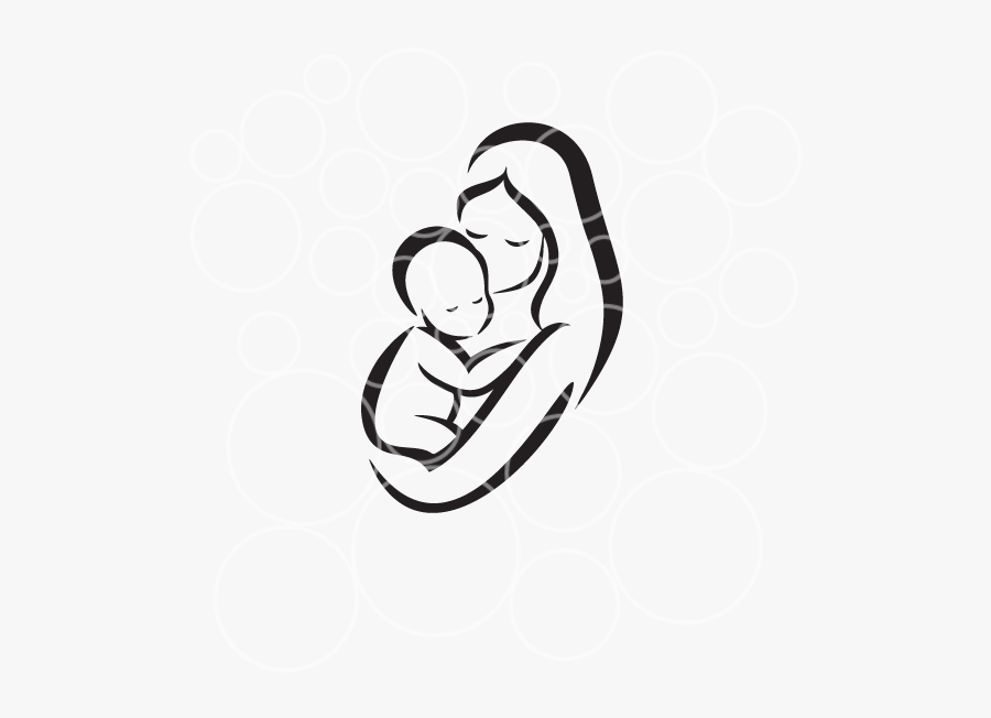 Mother Baby Silhouette Clipart , Png Download - Mother Day With Baby Drawing, Transparent Clipart