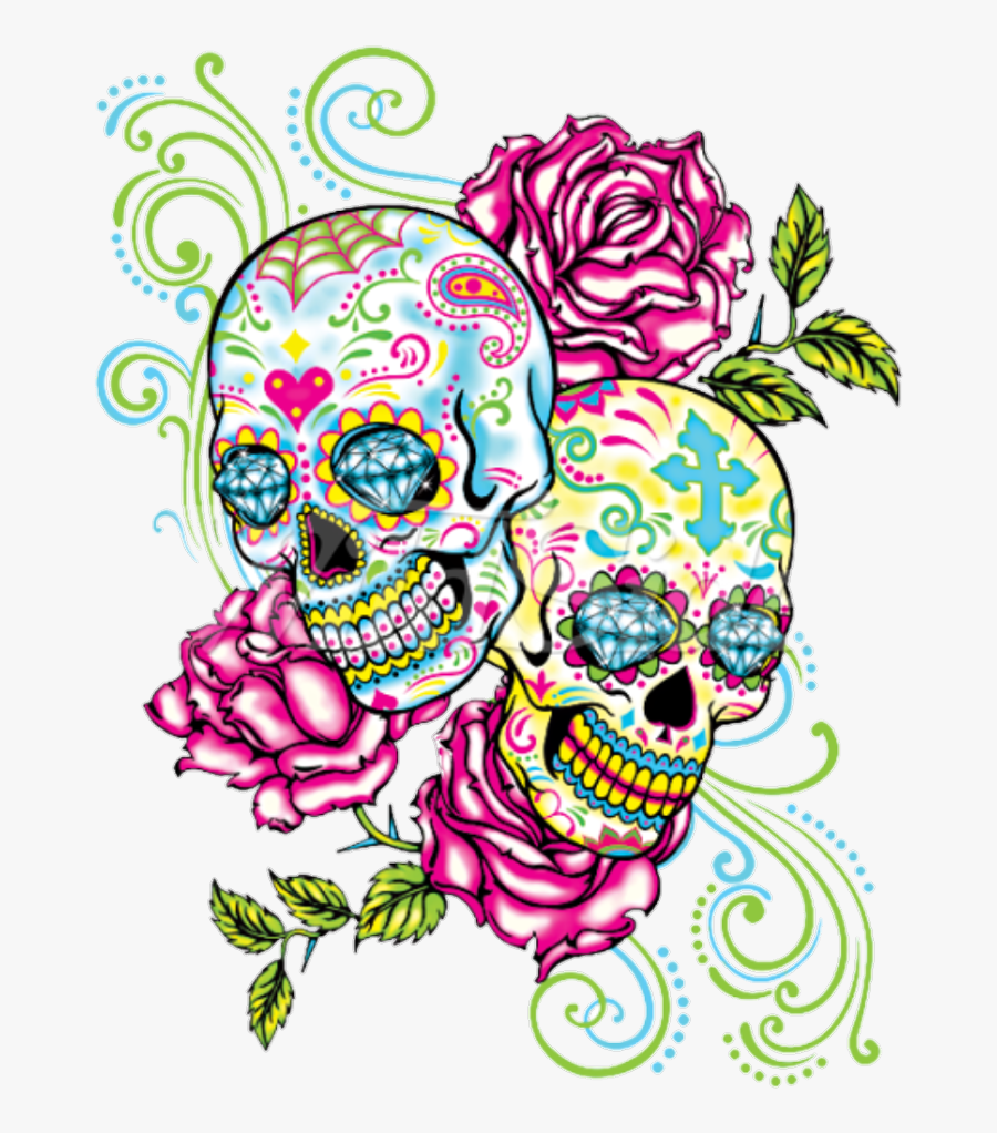 Transparent Skull Tattoos Png - Two Day Of The Dead Skulls, Transparent Clipart
