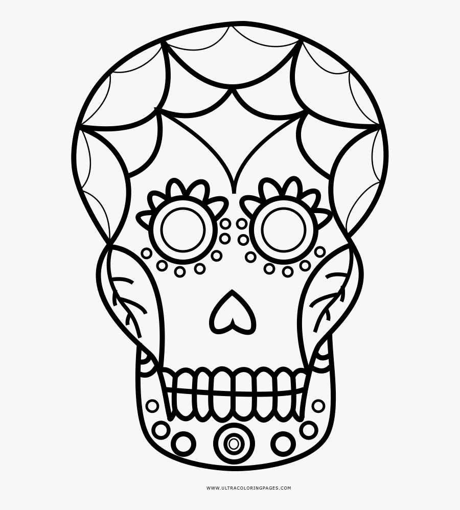Sugar Skull Coloring Page - Coloring Book, Transparent Clipart
