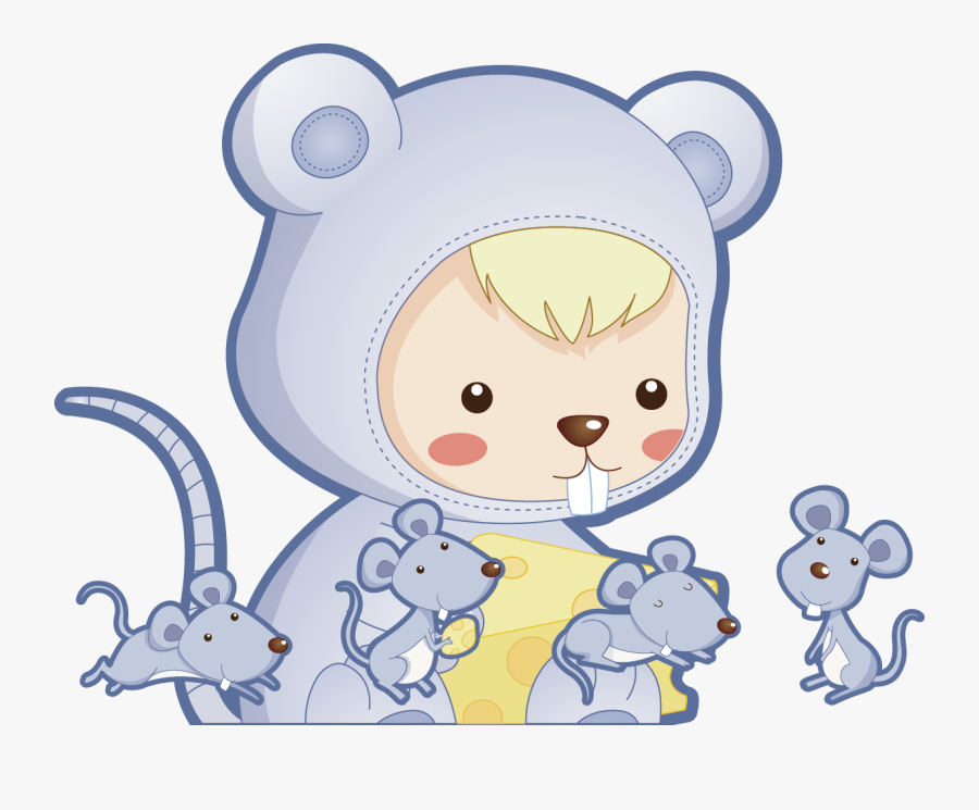 Chinese Clipart Mother Chinese - Baby Rat Cartoon, Transparent Clipart