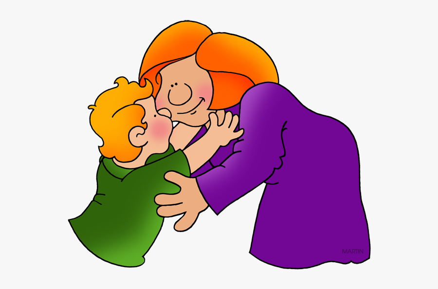 Kisses Clipart Mother Child - Kiss Mom Clip Art, Transparent Clipart