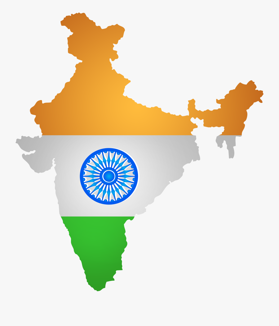 Indian Clipart Flage - India Map In Tricolour, Transparent Clipart