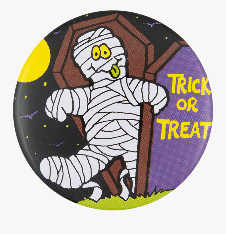 Trick Or Treat Mummy Event Button Museum - Cartoon, Transparent Clipart