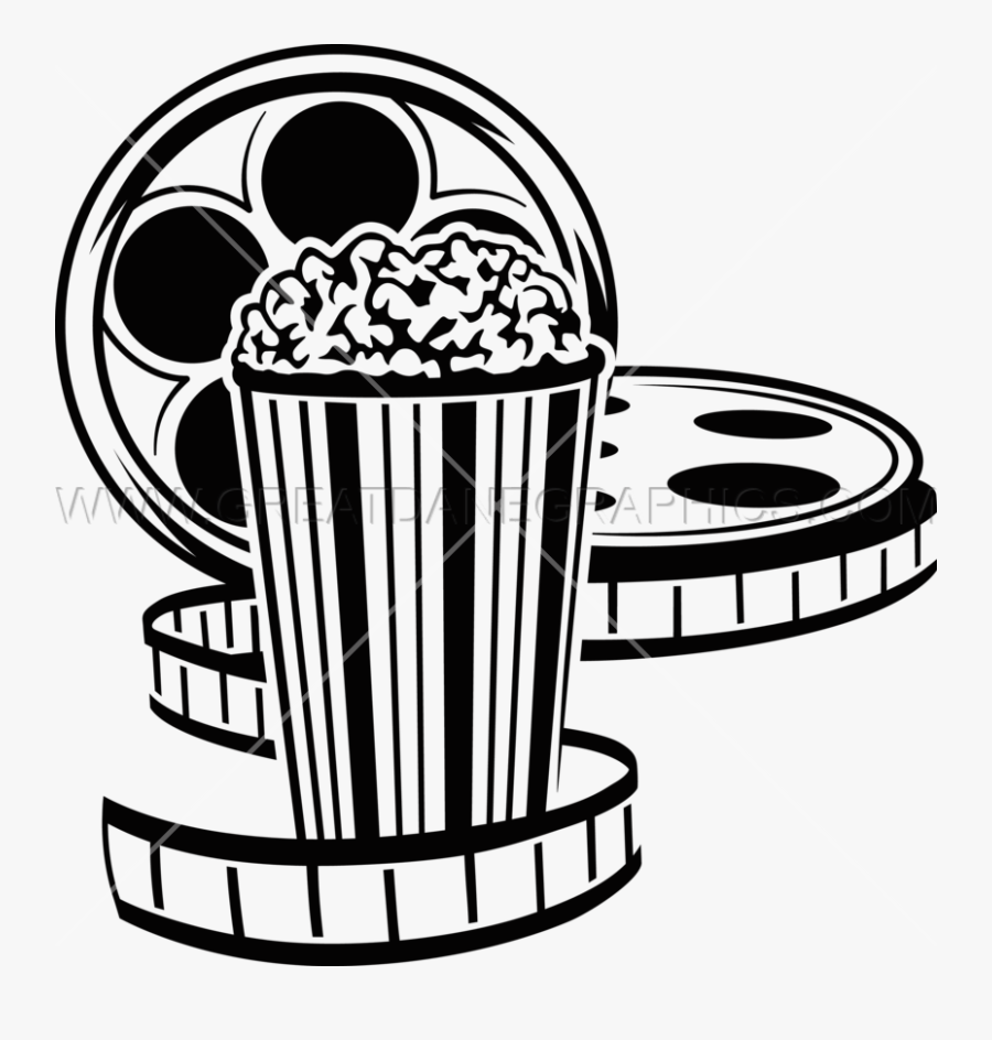 Movie Reel And Popcorn Png - Movie And Popcorn Clipart Black And White, Transparent Clipart