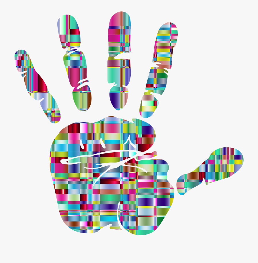 Prismatic Mosaic Handprint Silhouette Clip Arts - Mosaic Handprint, Transparent Clipart