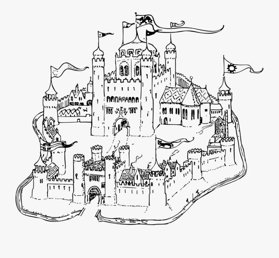 Line Art,diagram,urban Design - Colouring Pages Castles Princess, Transparent Clipart