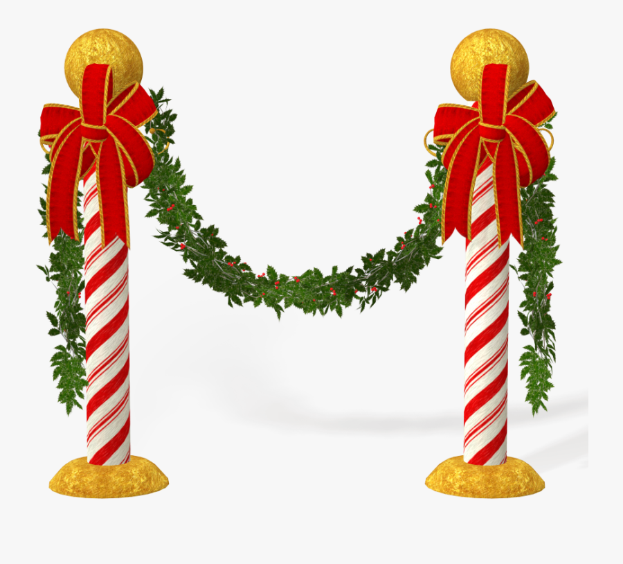 Candycane Poles With Christmas Decorations Pole Ⓒ - Clipart Holiday Decorations Png, Transparent Clipart