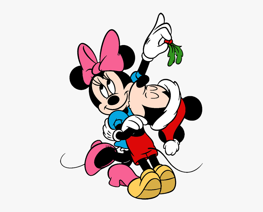 Mailbox Mickey Kissing Minnie Under Mistletoe - Minnie And Mickey Christmas, Transparent Clipart