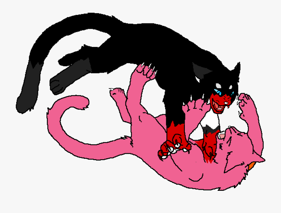 Cats Fighting Lineart, Transparent Clipart