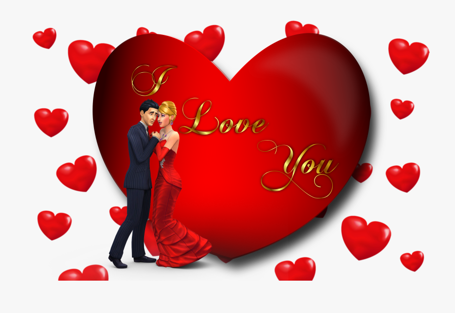 I Love You Loving Couple Red Heart Desktop Hd Wallpaper - Love You Heart Images Download, Transparent Clipart