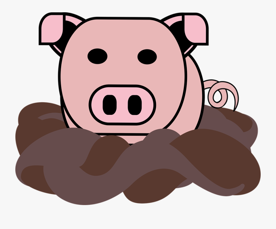 Graphic, Pig, Mud, Animal, Farm, Piggy, Mammal, Cute - Clip Art, Transparent Clipart